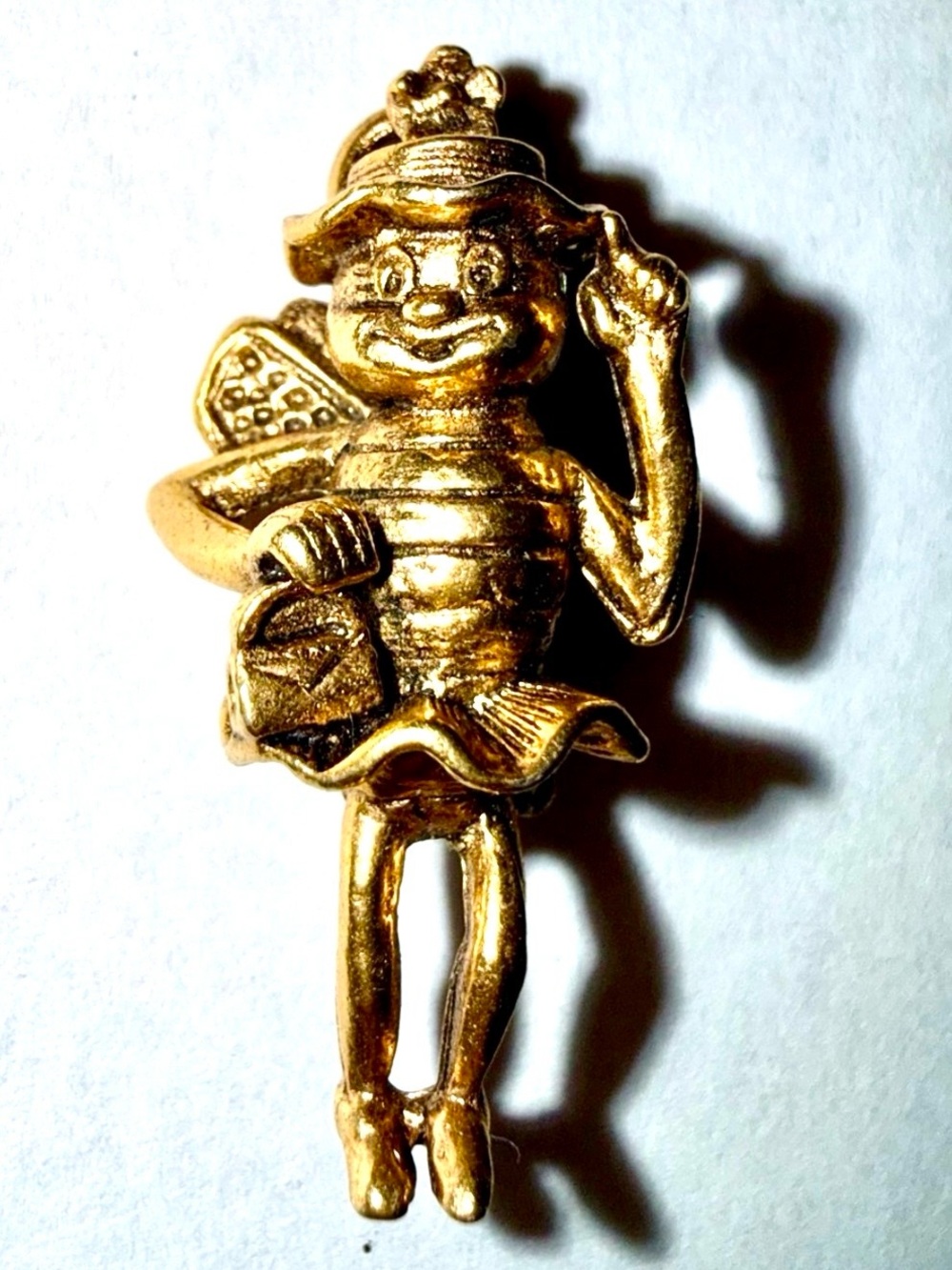 Vintage 30s Gold Anthropomorphic Honey Queen Bee Scatter Pin Brooch